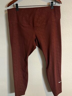 Nike Women's One Faux-Leather Mid-Rise 7/8 Leggings 1X